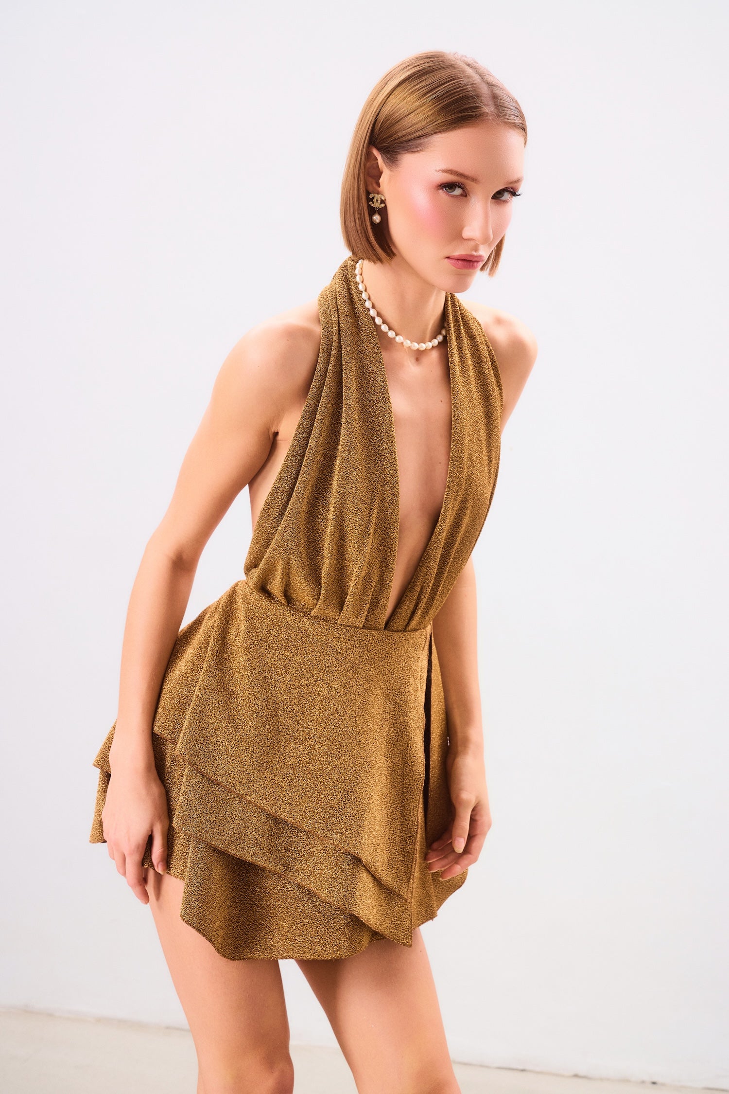 caramel mini dress Rihoas Square Neck Textured Slip Mini Dress for women, Caramel / XL