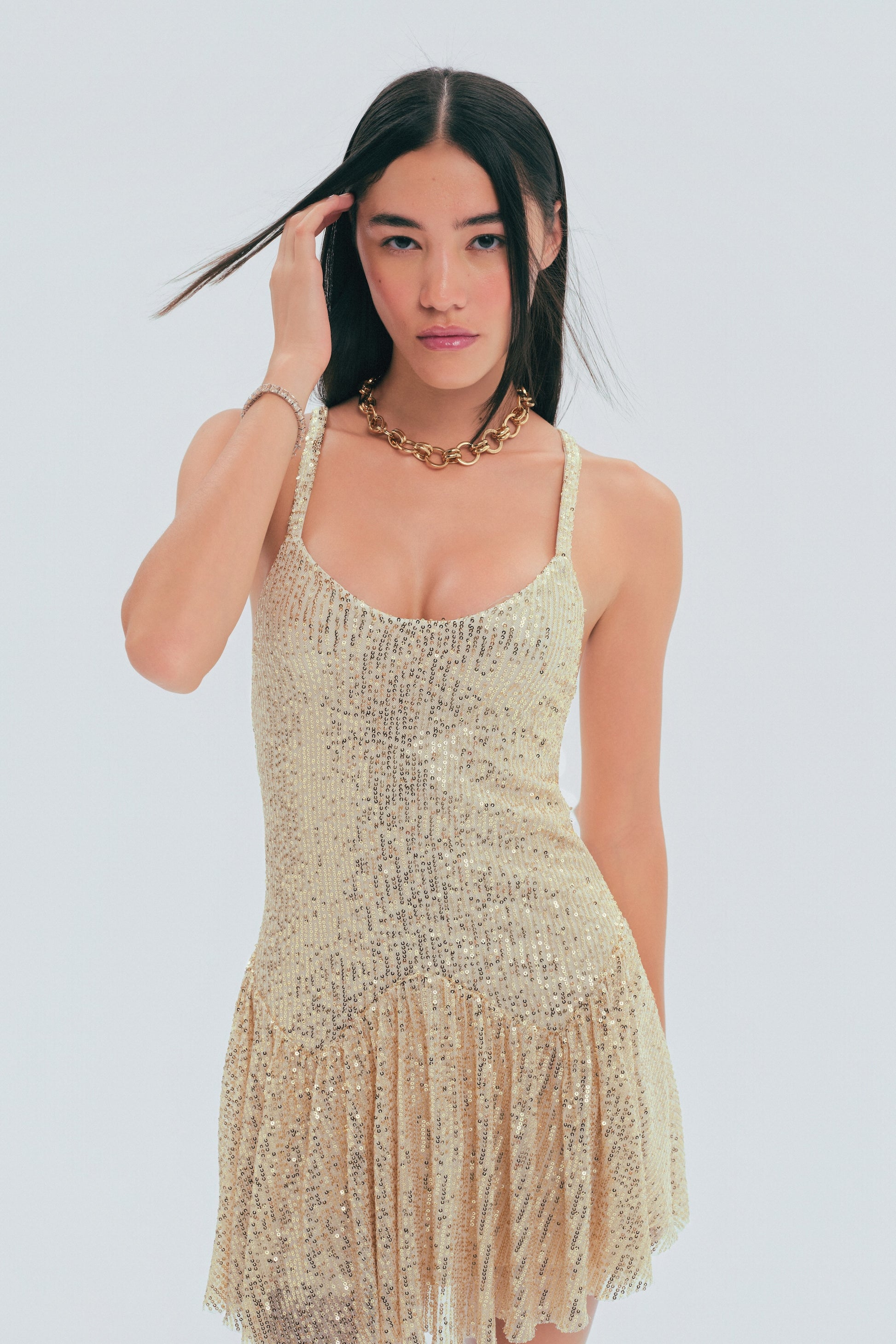 champagne mini dress Champagne Starlight Mini Dress XS